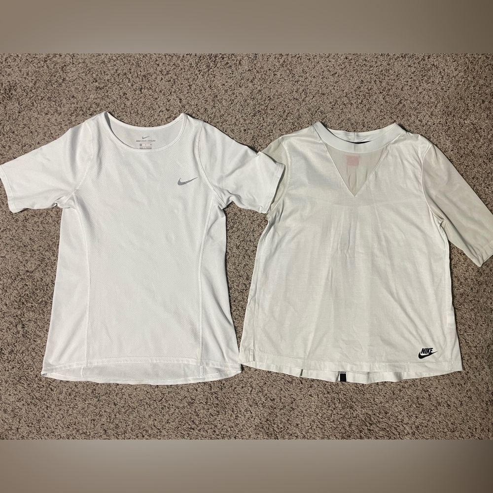 2 Nike Dry Fit White Tshirts Small